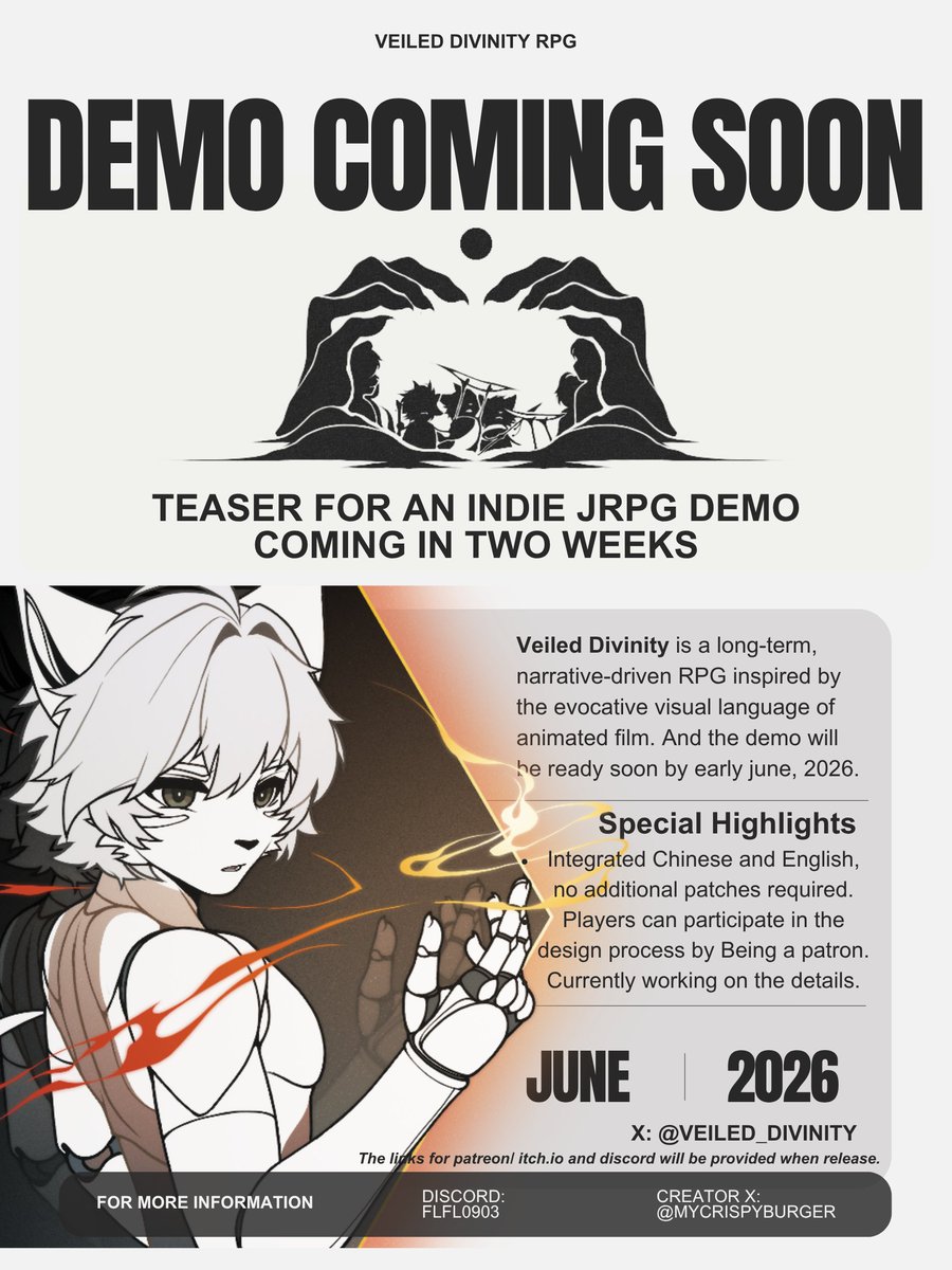 Veiled_Divinity's tweet photo. Hi, guys, it's ALMOST READAY!
The indie game, which evolved from my graduation project and is intended for ongoing updates, has reached the stage of general completion. 
Half of the prologue has already been finished, and you may start trying it out by the beginning of june~ https://t.co/6CSX56AcRk