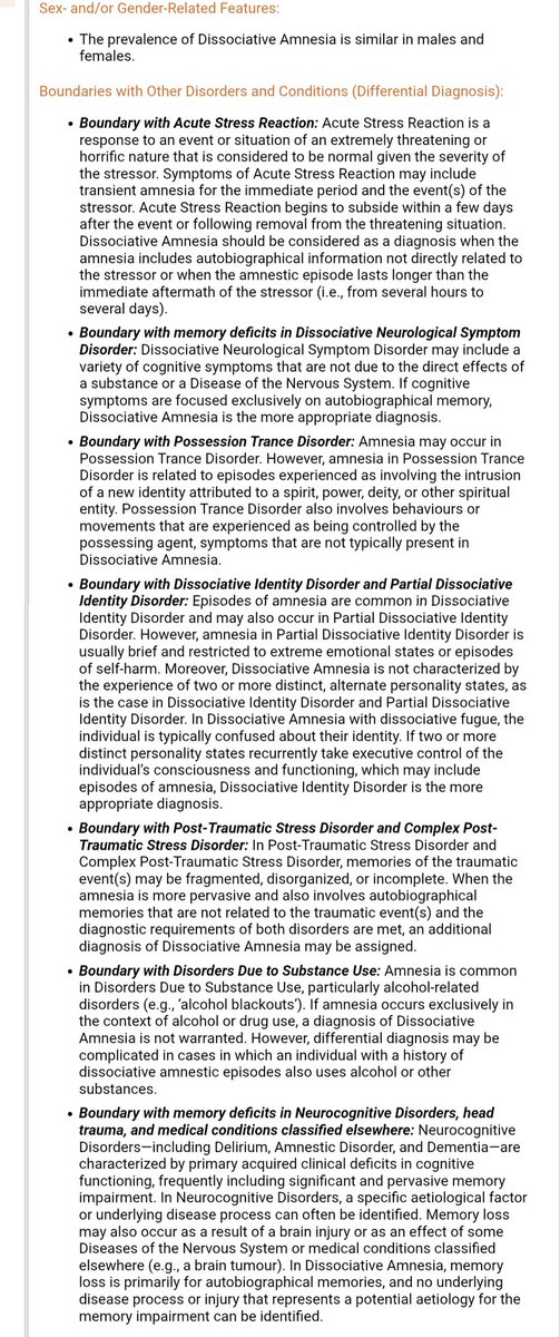 GuardiansSystem's tweet photo. @soothedspirit We (thankfully) found that just reading through the criteria for dissociative amnesia itself helped us understand it a lot better. Though we far prefer the ICD's entry over the DSM's entry :P
https://t.co/0Igh4nubaV https://t.co/drrHm28niW