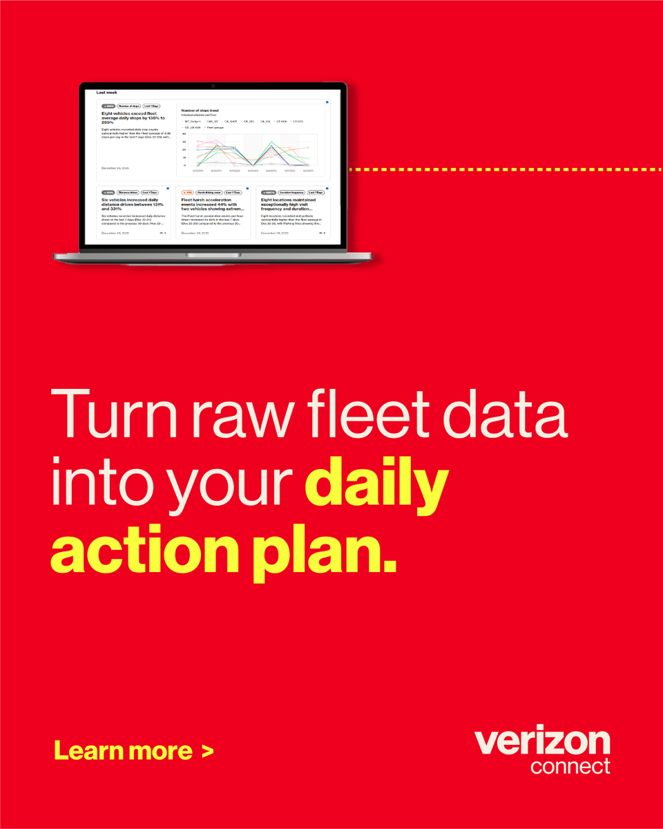 VerizonConnect's tweet photo. You don't need more data. You need a daily to-do list.

Some fleet platforms give you dashboards so complex you'd need a data analyst on staff just to find out if your drivers showed up on time.

See the difference: https://t.co/t4FTo39AUB https://t.co/igCYbpQTqY
