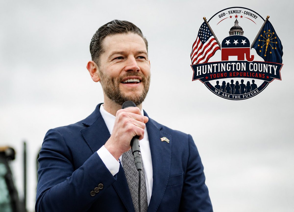 Huntington_YR's tweet photo. 🚨 NEW: Republican @MaxForIndiana candidate for Secretary of State will be joining us downtown Huntington for our kickoff this Wednesday @ 6:00pm. 

Max Engling has served as a key political advisor to @Jim_Banks and has earned his endorsement as well as AG Todd Rokita. https://t.co/zfsnOQFgsE