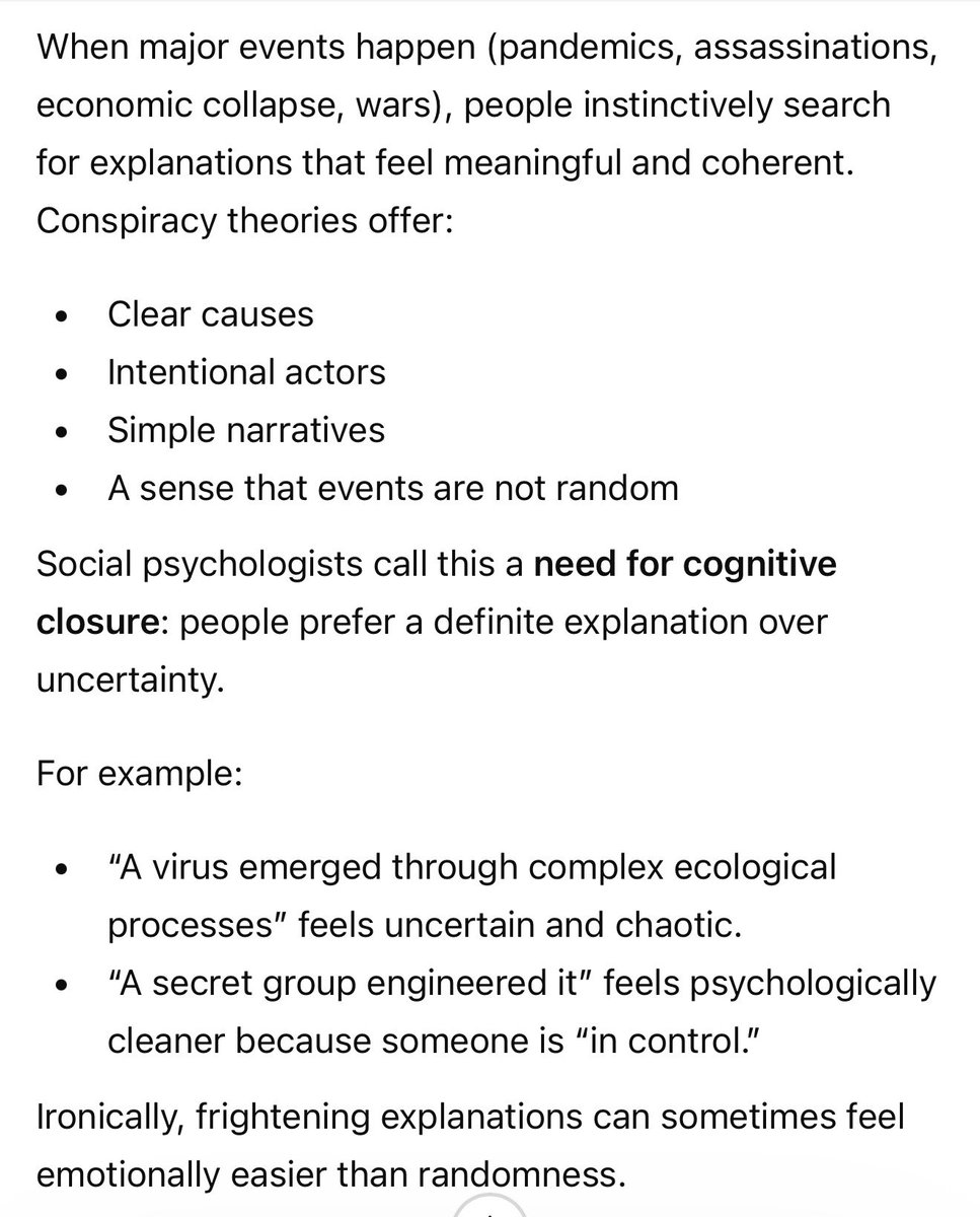 MaskMyster's tweet photo. @Inquisitorian77 @mistressdivy Social Psychology has extensively studied why people create conspiracy theories, and get stuck in them. 
Social psychological impulses and constraints are so strong, that even when you know and understand these mechanisms, you cannot stop yourself from following them. https://t.co/zJbJ2F40NV