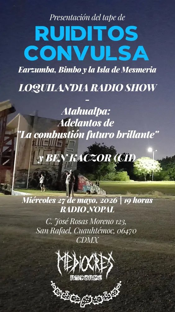 nombretemporal's tweet photo. El miércoles estaré en mi primer toquín de noise; sólo que no voy a tocar, sino a leer ratitos, mientras el noise suena. https://t.co/HRs2Eob9CN
