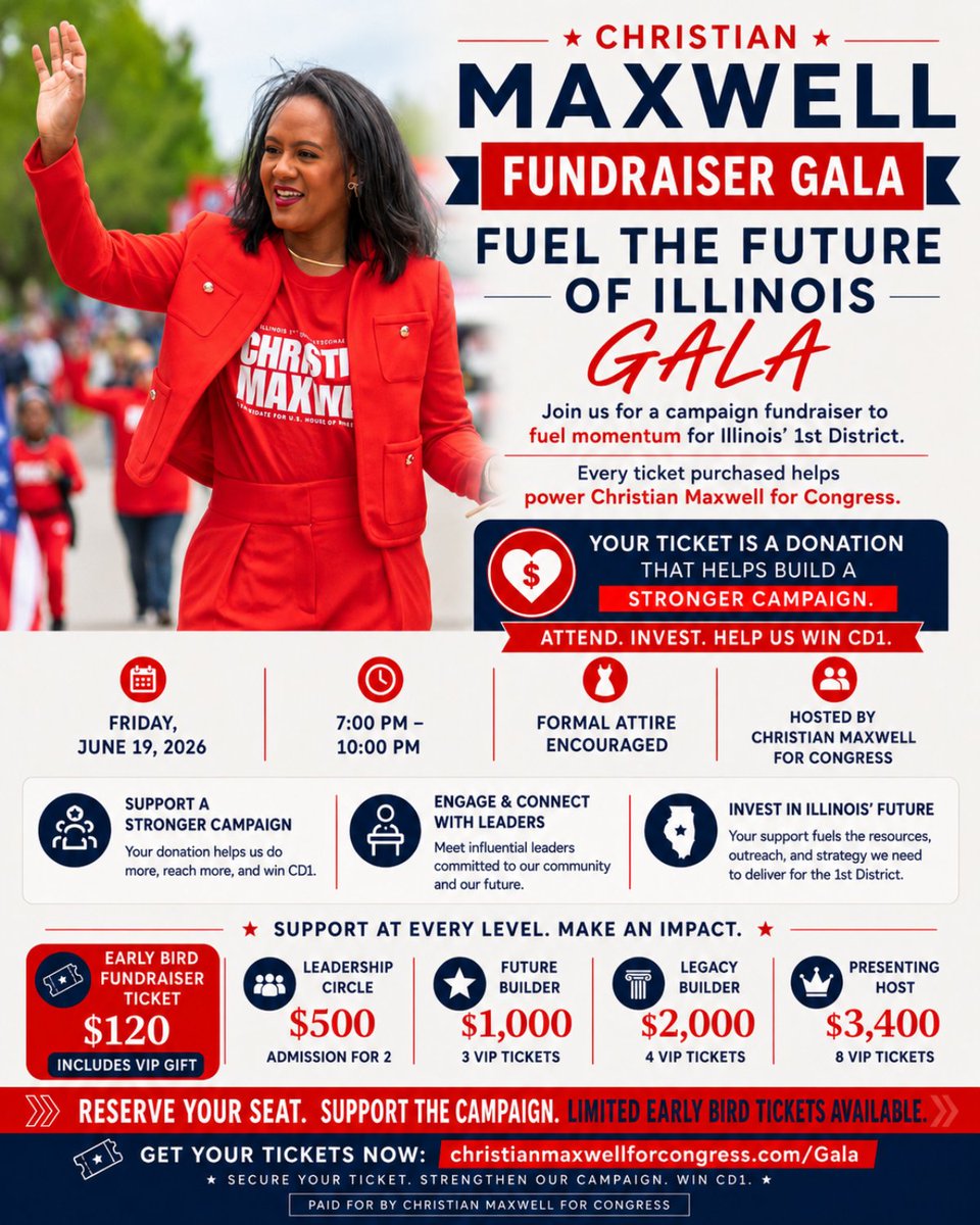 themodpun's tweet photo. Illinois we have a chance to show the nation that Illinois is able to fight back.

Many states think we're nothing but a Democrat stronghold, that every seat here is safe blue. 

Don't you want to prove them wrong so that MORE investment will continue to come to our state!

https://t.co/CXOFUuuTp9
Imagine how much impact a win in CD1 would have on the perception of Illinois nationally. 

We'd be able to challenge EVERY congressional seat with VIGOR in 2030.

Be apart of HISTORY by claiming your seat at the table on June 19th! 

Secure a ticket before early bird tickets end on Friday at 9pm. 
https://t.co/CXOFUuuTp9