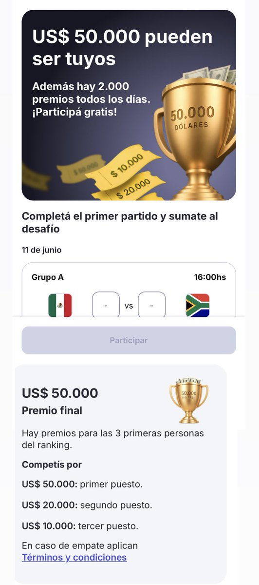 ahorraconana's tweet photo. Participá por USD 50.000 dólares completando el FIXTURE DEL MUNDIAL 2026!
En MERCADO LIBRE!
Me apareció en la página principal y de ahí te lleva a MERCADO PAGO, y completás!
Además, podés ganar todos los días ÓRDENES DE COMPRA en mercado libre!
Y hay premios DIARIOS por responder preguntas!
También podés armar TORNEOS CON AMIGOS (amistoso o por $)