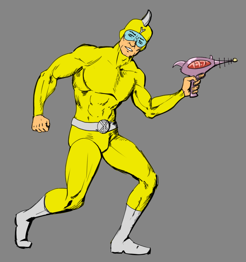 flashfireprime's tweet photo. I was reading a lot of Silver Age comics recently and had an itch to design some heroes and villains. https://t.co/3dL9Wp4M4P