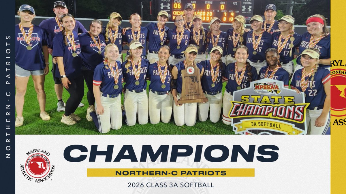 MPSSAA_Org's tweet photo. In an exciting and very competitive Class 3A final, Northern-C walked off in the bottom of the 8th to take home their 1st state championship since 2015 in a win over the Chesapeake-AA Cougars 8-7. https://t.co/oFnTOwwRUW