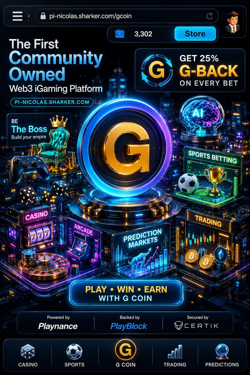 PiHackathon's tweet photo. 🎰 𝗚 𝗖𝗢𝗜𝗡 — 𝗧𝗛𝗘 𝗙𝗨𝗘𝗟 𝗢𝗙 𝗪𝗘𝗕𝟯 𝗜𝗚𝗔𝗠𝗜𝗡𝗚 🚀

🎮 Casino | ⚽️ Sports Betting | 📈 Trading | 🏹 Prediction Markets | 🏆 Jackpots | 
🥁🥁🥁 Arcade
━━━━━━━━━━━━━━━
😀 𝗣𝗟𝗔𝗬 • 𝗪𝗜𝗡 • 𝗘𝗔𝗥𝗡
Every spin. Every trade. https://t.co/SVEr7asL8N