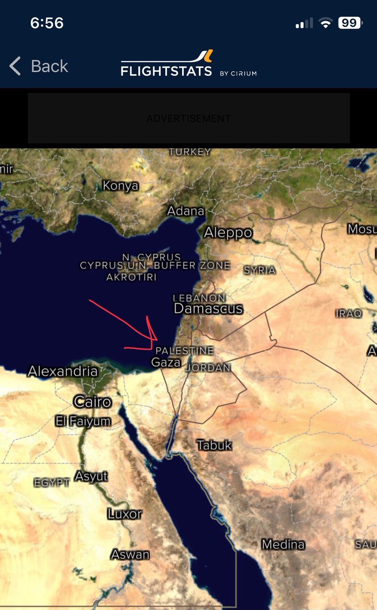 proxop's tweet photo. Flightstats says Gaza is a premier destination in the region. Israel is also on the map — somewhere. If you zoom in close enough. https://t.co/TfeqpyBic5