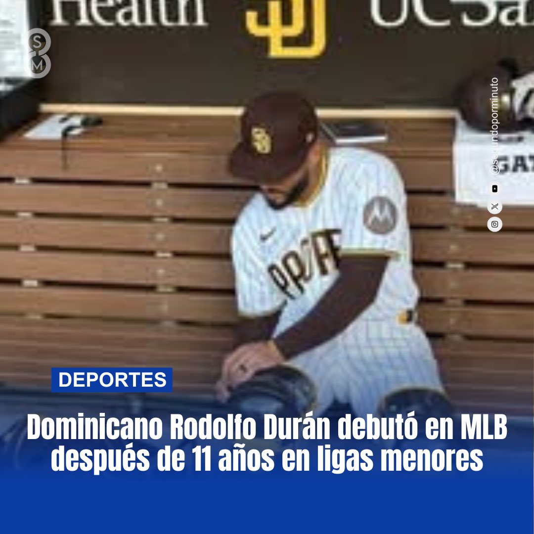 SegundoPorMinut's tweet photo. MLB ⚾️ | El catcher dominicano Rodolfo Durán después de 11 años en ligas menores, debutó anoche en MLB, con los Padres de San Diego. 

#SegundoPorMinuto 
#RodolfoDurán
#SanDiego 
#PadresDeSanDiego 
#MLB https://t.co/NqnUYL4R7O