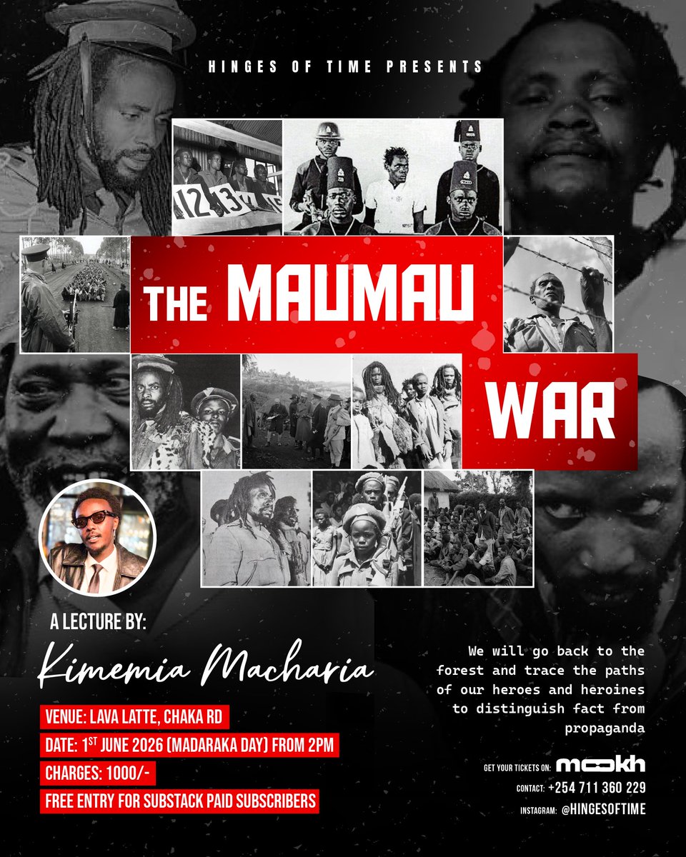 its_kimemia's tweet photo. As promised, I'll be talking about the Maumau this upcoming Madaraka Day at Lava Latte. Come through, lets celebrate our independence heroes
https://t.co/VxCDIXPWUL https://t.co/cXhSbW5wtC