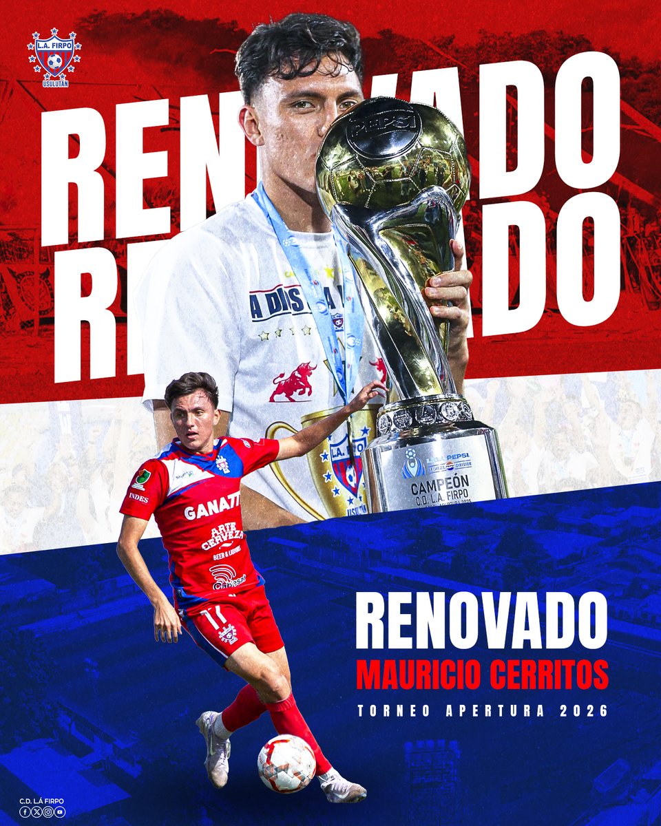 cdlafirpo_sv's tweet photo. 𝐋𝐚 𝐡𝐢𝐬𝐭𝐨𝐫𝐢𝐚 𝐜𝐨𝐧𝐭𝐢𝐧ú𝐚… 𝐂𝐞𝐫𝐫𝐢𝐭𝐨𝐬 𝐬𝐞 𝐪𝐮𝐞𝐝𝐚. ✍🏼🔥

Como parte del trabajo, gestión y visión de nuestro presidente Ronny Hernández, hoy confirmamos que Cerritos ha firmado su renovación y continuará defendiendo con orgullo nuestros colores. ⚽🐂❤️🤍💙 https://t.co/GuLftpIpdP