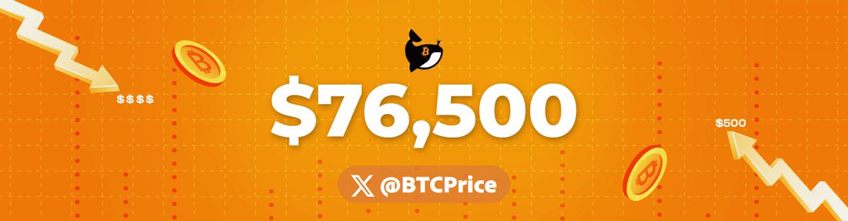 BTCPrice's tweet photo. 🔴 Bitcoin Price: $76,500 https://t.co/0MpORTlyYQ