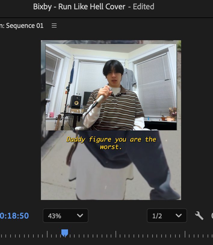 sayheylei's tweet photo. 20260525
🐰Lei b.stage

 💬: no context screenshot from a little project i’m gonna upload tmrw!! 
💬: okay a little context: video software auto-generated captions are not great
💬: any of y’all know the song?👀
💬: run like hell - bixby https://t.co/cy5W1ESBRK