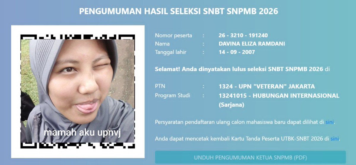 dap²⁶! lolos SNBT! tweet media