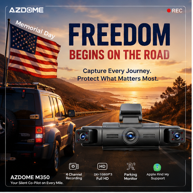 AzdomeGlobal's tweet photo. Freedom begins on the road.
Capture every mile. Protect every moment.
Drive smarter this Memorial Day with AZDOME. 🚗✨
See More: https://t.co/z7oWvsa8oG
#MemorialDay #dashcam #AZDOME #treding #newproduct #drivesafe #usa #dealsoftheday #ontheroad #roadtrip #caraccessories https://t.co/4LBZxiyNsf