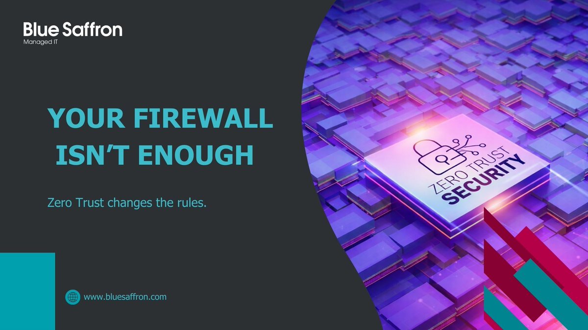 BlueSaffronLtd's tweet photo. A firewall protects the perimeter. But when your team works remotely, uses cloud apps and connects from personal devices, the perimeter is everywhere.
Zero Trust is built for the way businesses actually work today.
https://t.co/fwfFg23VdY https://t.co/7U750Bq8T7