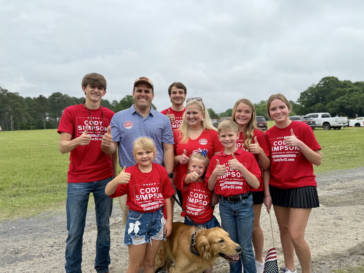 CodyForSC's tweet photo. It may be a little late, but it’s still Manning Monday. 🐾🇺🇸

One of Manning’s favorite parts of traveling across South Carolina has been meeting so many friendly faces along the way. From small towns to back roads, he’s collected plenty of belly rubs, photos, and new friends.

This campaign has been powered by grassroots, and Manning has loved being a part of every minute of it. He’s learned that good people and strong communities are what make South Carolina feel like home.

And one more thing from Manning - tomorrow marks the start of early voting, with Primary Election Day coming up on June 9. Safe to say it’s shaping up to be a busy couple of weeks ahead! 🇺🇸 https://t.co/30qXXbYgOT