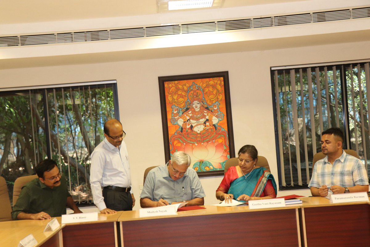 CSIR_NIScPR's tweet photo. CSIR–National Institute of Science Communication and Policy Research (NIScPR), New Delhi, has signed a Memorandum of Understanding (MoU) with the National Institute of Advanced Studies (@NIAS_India), Bengaluru on 25 May 2026. The MoU aims to strengthen collaboration in science communication & public engagement and S&T policy research. This collaboration will also promote joint research projects, exchange of faculty and research scholars, organising joint events and capacity-building programmes.

@DrShaileshNaya1, Director NIAS, in his address, mentioned the importance of institutional collaborations for strengthening science communication & need for joint capacity building programmes.

@GVRayasam, Director NIScPR, discussed about inclusive science communication, tailoring content effectively for target audiences, and the use of modern technologies to foster public engagement in science. She also emphasized the relevance of ethical use of AI in communication in the Indian languages.

Read More: https://t.co/5FBag4sfvA

@DrJitendraSingh @CSIR_IND

#MoUSigning #ScienceCommunication #PublicEngagement #STPolicy