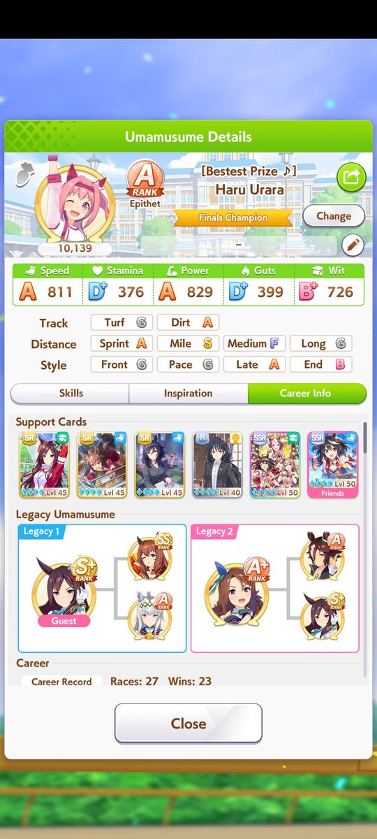 RubyshiruBOT's tweet photo. El otro día me dieron ganas de hacer una Run de Haru Urara jugando de forma "Normal". 
Me tomo 3 encontrar una que me diera resultados favorables. Sin embargo, no me funciona que sea de late. 
Por lo que estoy viendo cómo corno sacar una Haru Urara de Front (que me guste) https://t.co/8T3nGiE1vZ