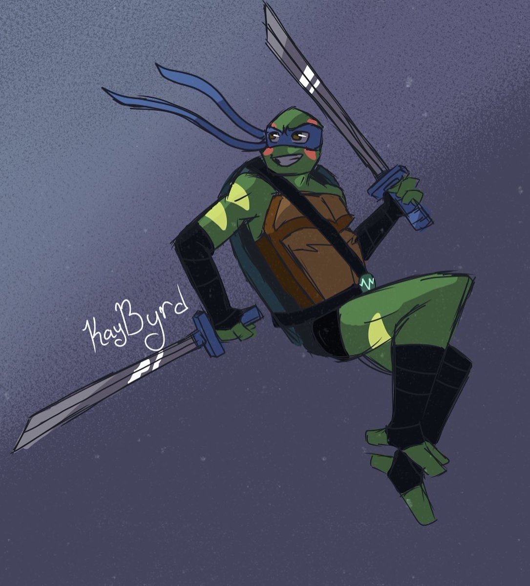 ByrdScribbles's tweet photo. Progression of how I’ve drawn Leonardo in 2020, 2022, and 2026 #rottmnt #riseofthetmnt https://t.co/setKUMx6io