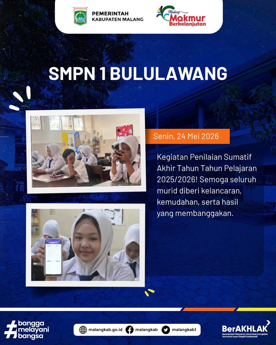 Malangkab1's tweet photo. Semangat belajar dan prestasi anak-anak Kabupaten Malang terus tumbuh! 📚✨

Dukungan guru, orang tua, dan sekolah yang kreatif adalah kunci utama melahirkan generasi unggul yang sehat dan berkarakter. Mari terus dukung cita-cita mereka! 💪🎒 https://t.co/PAsIv3jMMw