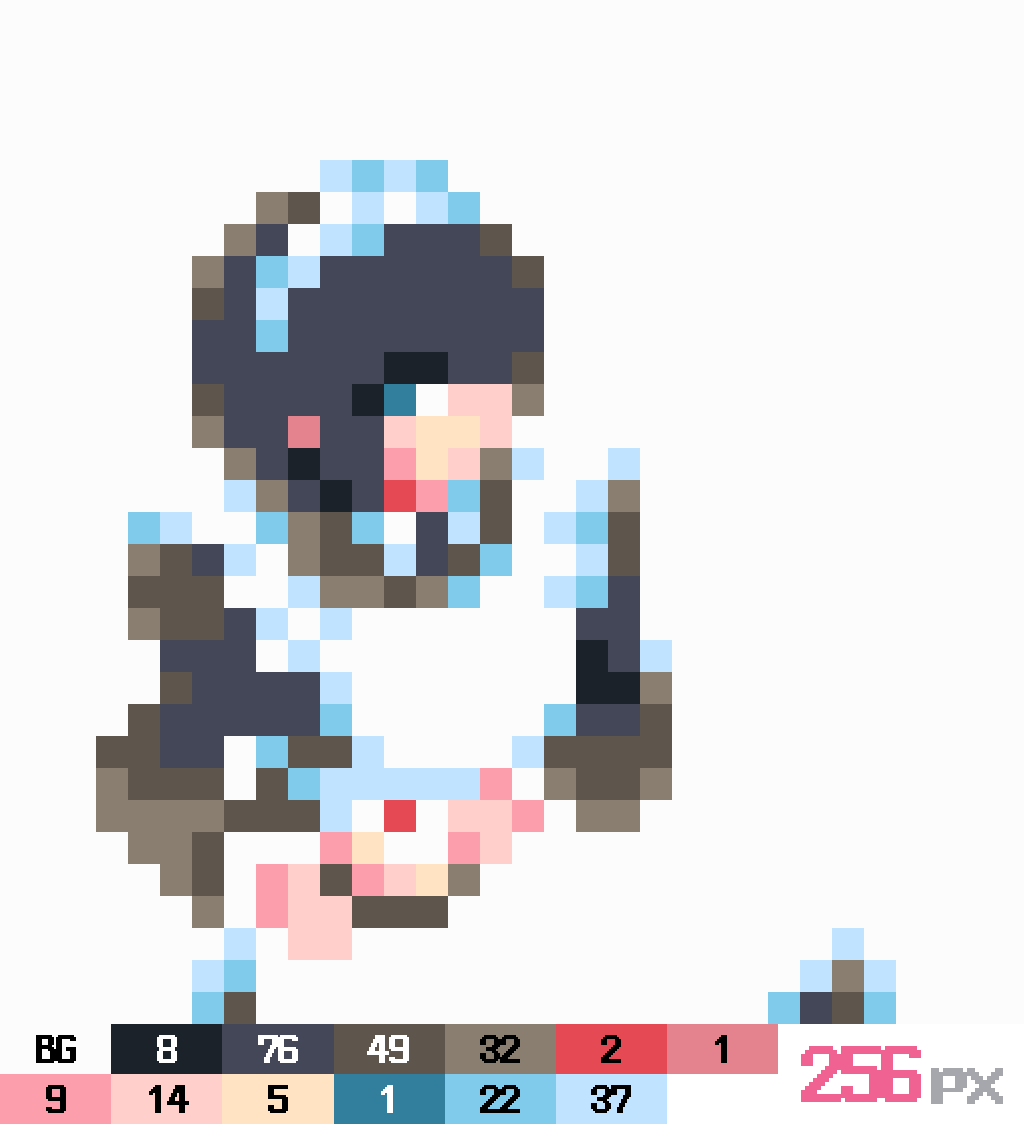 syuryonosikata's tweet photo. ドットピクト公式企画「256ドット以内でメイドを描こう」に参加。
用意されたパレット16色中13色使用しました。
#pixelart #dotpict https://t.co/mlo2amhjUU