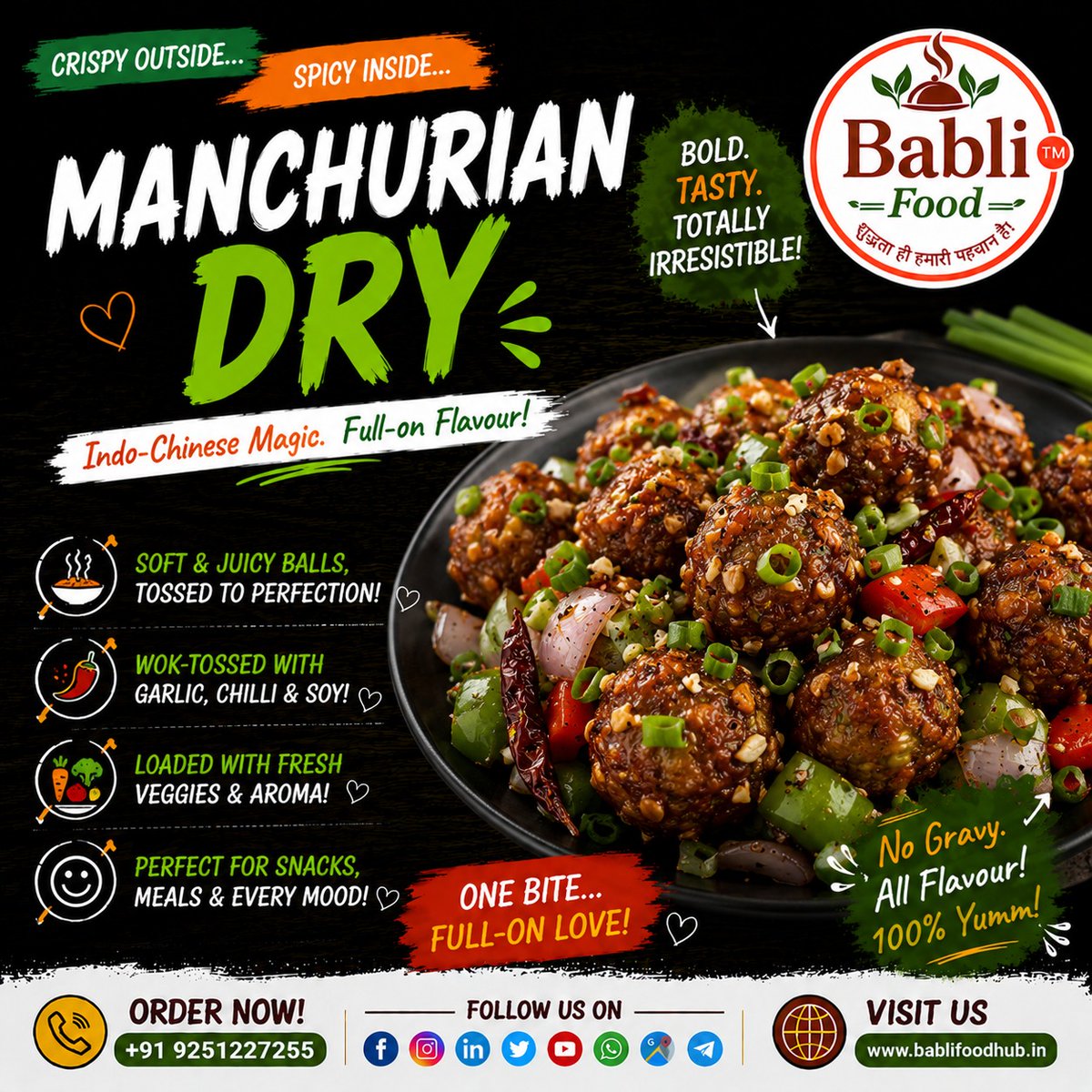 BabliFood's tweet photo. 🔥 Crispy outside, spicy inside – every bite is a burst of Indo-Chinese flavour! 😍

#BabliFood #ManchurianDry #IndoChinese #FoodLovers #SpicyFood #ChineseFoodLover #FoodieMood #CrispyAndSpicy #StreetFoodLove #YummyFood #FoodCravings #DeliciousBites #TastyTreat https://t.co/Y2a8ZEOKNK