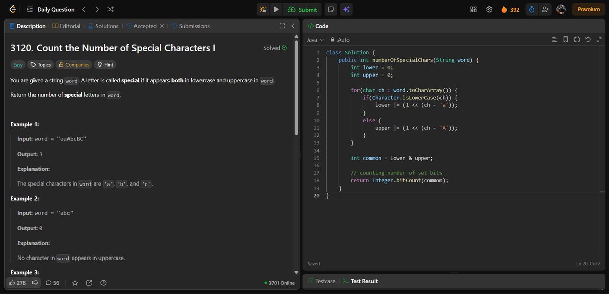 amanhaidry's tweet photo. 🗓️Day-307 of #365DaysOfCode 🎯

✅ @geeksforgeeks
#POTD: Minimum Toggle to Partition

✅ @LeetCode
#DCC: Count the Number of Special Characters I

#365DaysOfDSA #geeksforgeeks #gfg #leetcode #365DaysOfcoding #Java #DataStructuresAndAlgorithms #DSA #ProblemSolving #CodingJourney https://t.co/M1bhreO0II