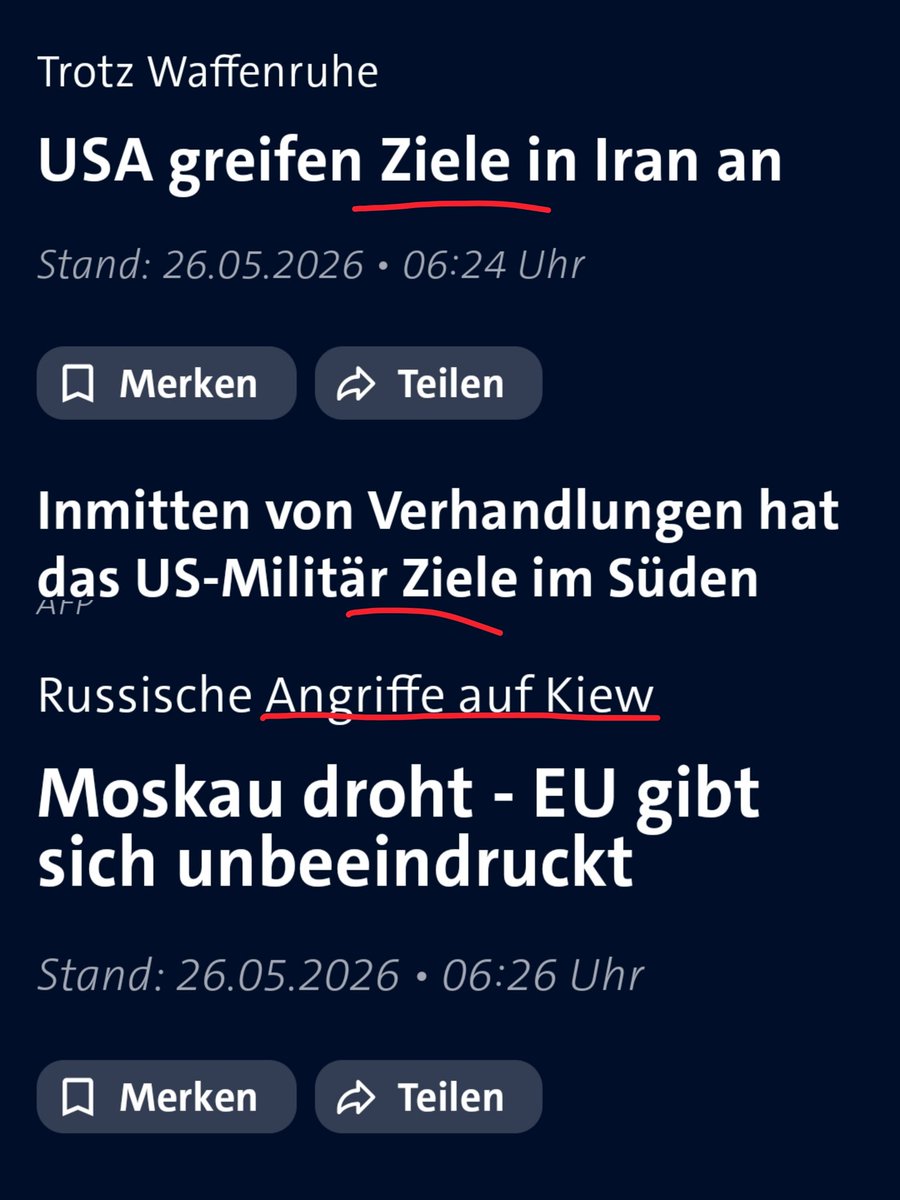 KempsensFritze's tweet photo. Wenn zwei das Gleiche tun @tagesschau, liegen natürlich Welten dazwischen: Die Guten (#USA) greifen selbstverständlich nur wohldefinierte militärische"Ziele" an, die Bösen (#Russland) jedoch rücksichtslos ein ganzes Gebiet (Kiew/#Ukraine). "Ziel" erreicht: Doppelstandard.
#Iran https://t.co/Xgoid15T2k