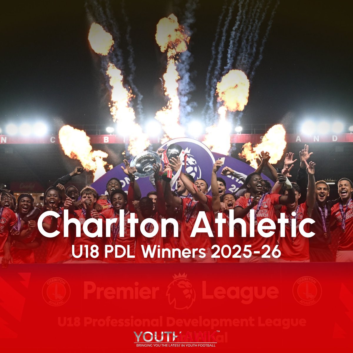 youthhawk's tweet photo. Your 2025-26 academy competitions roll of honour:
#PL2: Brighton
#PDL2: Huddersfield Town
#U18PL: Chelsea
#U18PDL: Charlton Athletic https://t.co/UeshZFznCj