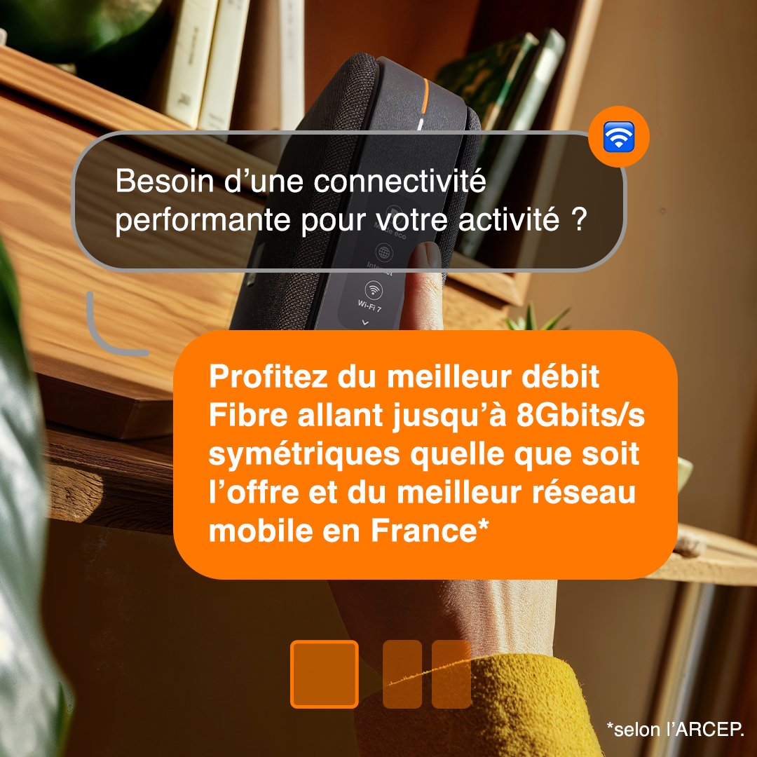 OrangePro's tweet photo. Si vous êtes pro et avez besoin d’une connexion qui suit le rythme, nos offres pros proposent des performances haut-débit avec un accompagnement 24/7, ainsi que des solutions de supervision et de dépannage ➡️https://t.co/k9tHq7UKKI https://t.co/8FdLHqOTGq