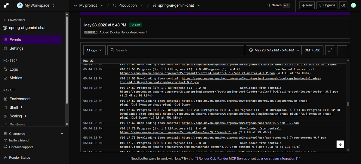 iamSVK3's tweet photo. Built and deployed a context-aware AI chatbot using Spring Boot + Spring AI + Gemini 2.5 Flash.

Added conversational memory for follow-up context.

Live: https://t.co/B1kHjJdPwL
GitHub: https://t.co/OlD31TogkQ
#Java #SpringBoot #AI #LLM https://t.co/do1SHaHRWx