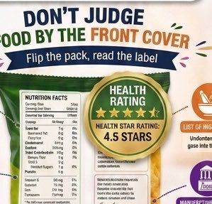 Madhulogy's tweet photo. Dear @fssaiindia! Reading the back of a pack shouldn't require a science degree.

We suggest a clear Health Rating system on the front cover. Simple stars based on nutrition parameters will help everyday shoppers choose healthier food in just a split second! https://t.co/oSha6v4ABq