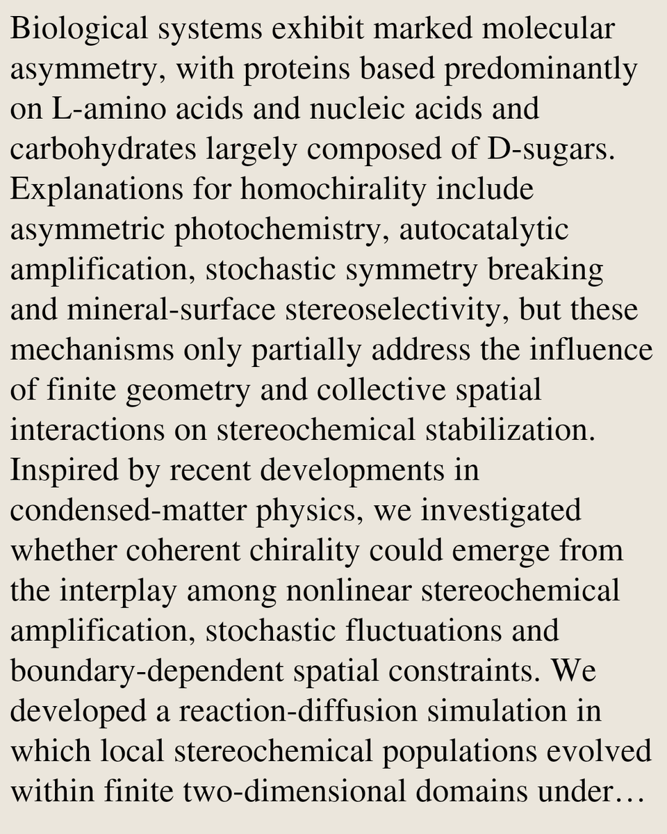 WCBO's tweet photo. Spatial confinement and boundary constraints governing biological chirality: a simulation study

Arturo Tozzi
https://t.co/K3x8D1ROJm [𝚚-𝚋𝚒𝚘.𝙾𝚃] https://t.co/4hU0qJYYfl
