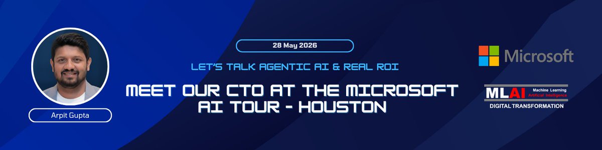 MlaiDigital's tweet photo. MLAI Digital’s CTO is hitting the Microsoft AI Tour in Houston this Thursday, May 28!
Want to talk next-gen generative AI, Azure, or scalable ML?
Let’s connect.
DM @GArpit8 or visit https://t.co/M6QhO3aT4Z to meet up!
#MSAITour #HoustonTech
@Microsoft https://t.co/kDiNYgsafx