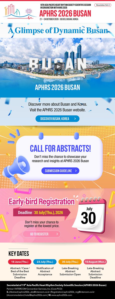 KHRS_1997's tweet photo. [APHRS 2026 BUSAN]
A Glimpse of Dynamic Busan: Discover more about Busan and Korea!
For details: https://t.co/rRR5w5Fhon
And more: https://t.co/rcyInEMRkG
#APHRS #APHRS2026 #KHRS #EP #electrophysiology #arrhythmia #Cardiology #Cardiologist #cardiovasculardisease #대한부정맥학회 https://t.co/TjuGPLeqbP