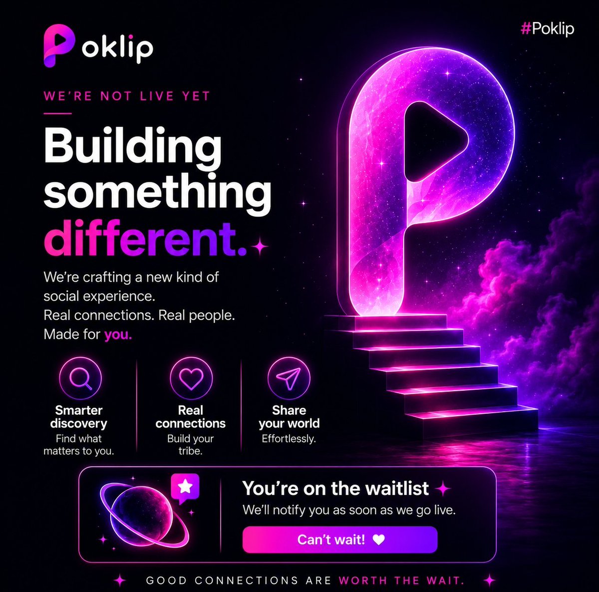 Poklipapp's tweet photo. Build your culture, not just your feed. Join the poklip waitlist and shape the future. 
#Poklip #AppLaunch #ComingSoon https://t.co/Qf4BqgXNcu