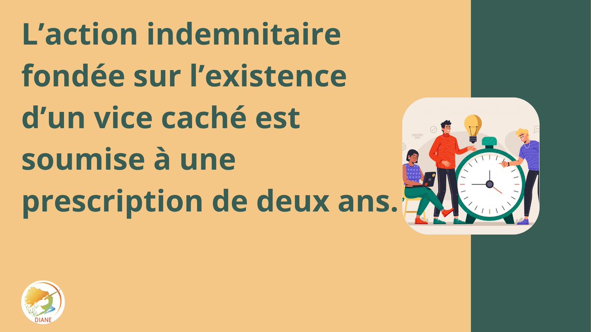 Intranot's tweet photo. L’action indemnitaire fondée sur l’existence d’un vice caché est soumise à une prescription de deux ans. 

📢 Avec Diane-Intranot ne passez plus à côté d'une info 🔔

https://t.co/FrKIWYVv1d https://t.co/dgad3uKzm3