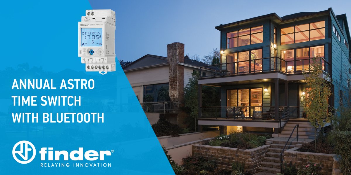 FinderUK's tweet photo. Smarter scheduling with Finder's Type 12.B2 annual astro time switch ⚡

Ideal for schools, public lighting, advertising &amp; automation projects.
➡️ Annual astro programming
➡️ Bluetooth 5 + NFC
➡️ Smartphone &amp; joystick setup
➡️ Wireless GPS synchronization
https://t.co/vVabBJiQA2 https://t.co/QQs7Kv2r0P