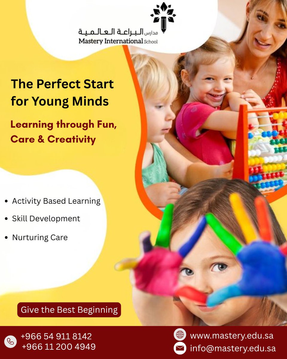 mastery_sch's tweet photo. Give Your Child the Perfect Start to a Bright Future!
At Mastery International School, we believe early learning should be filled with fun, creativity, and care. 
#MasteryInternationalSchool #EarlyLearning #Preschool #Kindergarten #ChildDevelopment #Learning https://t.co/7etD8T387Y
