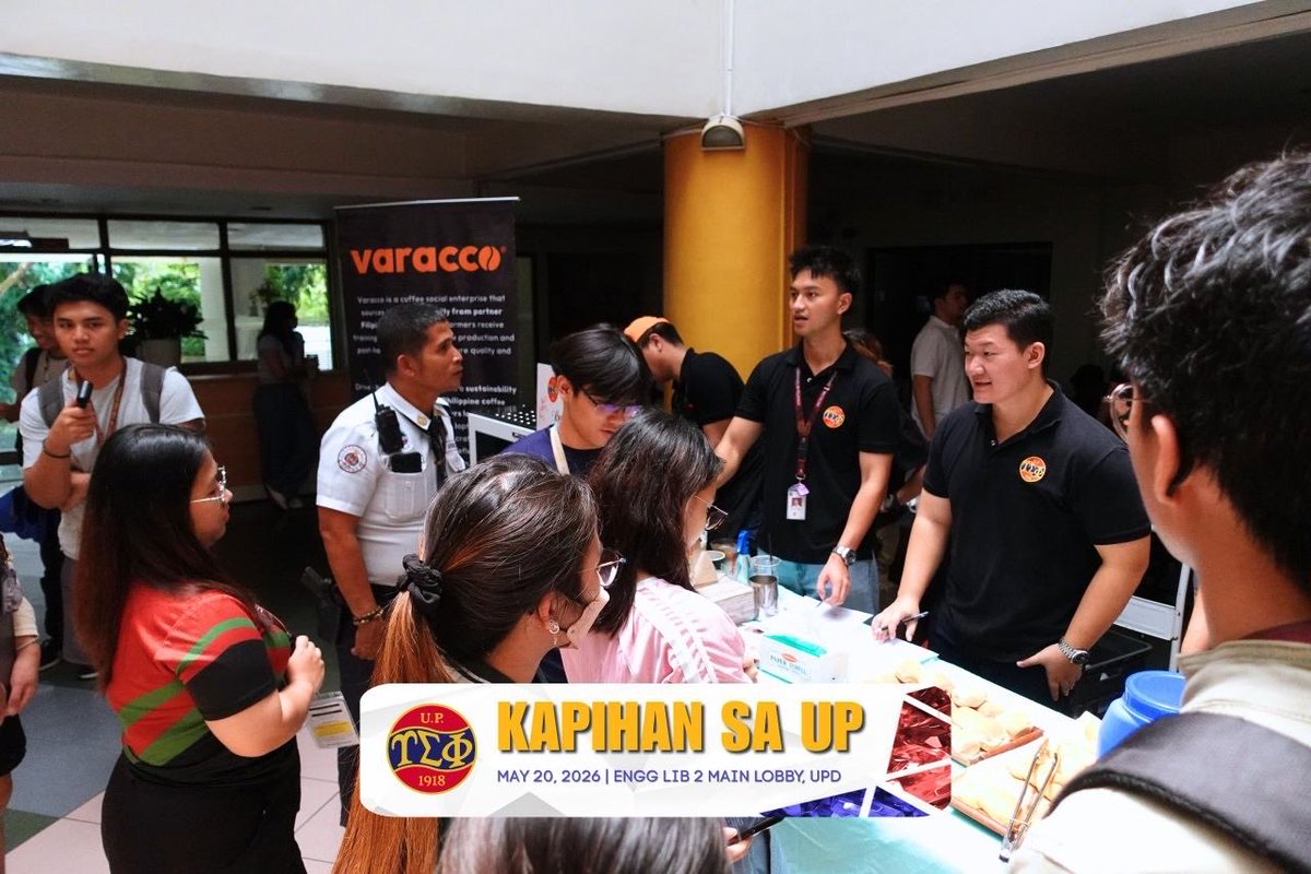 upsilonsigmaphi's tweet photo. On 20 May, 2026, the Upsilon Sigma Phi hosted its first installment of 𝗙𝗶𝗻𝗮𝗹𝘀 𝗞𝗮𝗽𝗶𝗵𝗮𝗻 𝗦𝗮 𝗨𝗣 at the UP Diliman College of Engineering’s Library II Main Lobby.

The fraternity served 500 cones of ice cream, 200 pieces of bread, and over 180 orders of coffee to https://t.co/vcRf9pzEuV