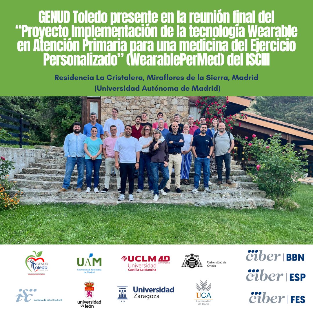 GenudT's tweet photo. Participamos en la reunión final del proyecto #WearablePerMed del ISCIII, centrado en la implementación de tecnología wearable en Atención Primaria para avanzar hacia una medicina del ejercicio personalizada.

Por parte de @GENUDToledo participan Ignacio Ara y Ángel Buendía. https://t.co/paNbCnUmUo