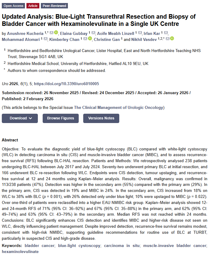 UroMdpi's tweet photo. #Article

 #BlueLightTransurethralResection and #Biopsy of #BladderCancer with #Hexaminolevulinate

 Anushree Kucheria et al. at East and North Hertfordshire Teaching NHS Trust

📖 Read the article: https://t.co/tPb7C95Z4w

#BladderCancer #Urology #Oncology #BlueLightCystoscopy https://t.co/Uh1ksepW1f