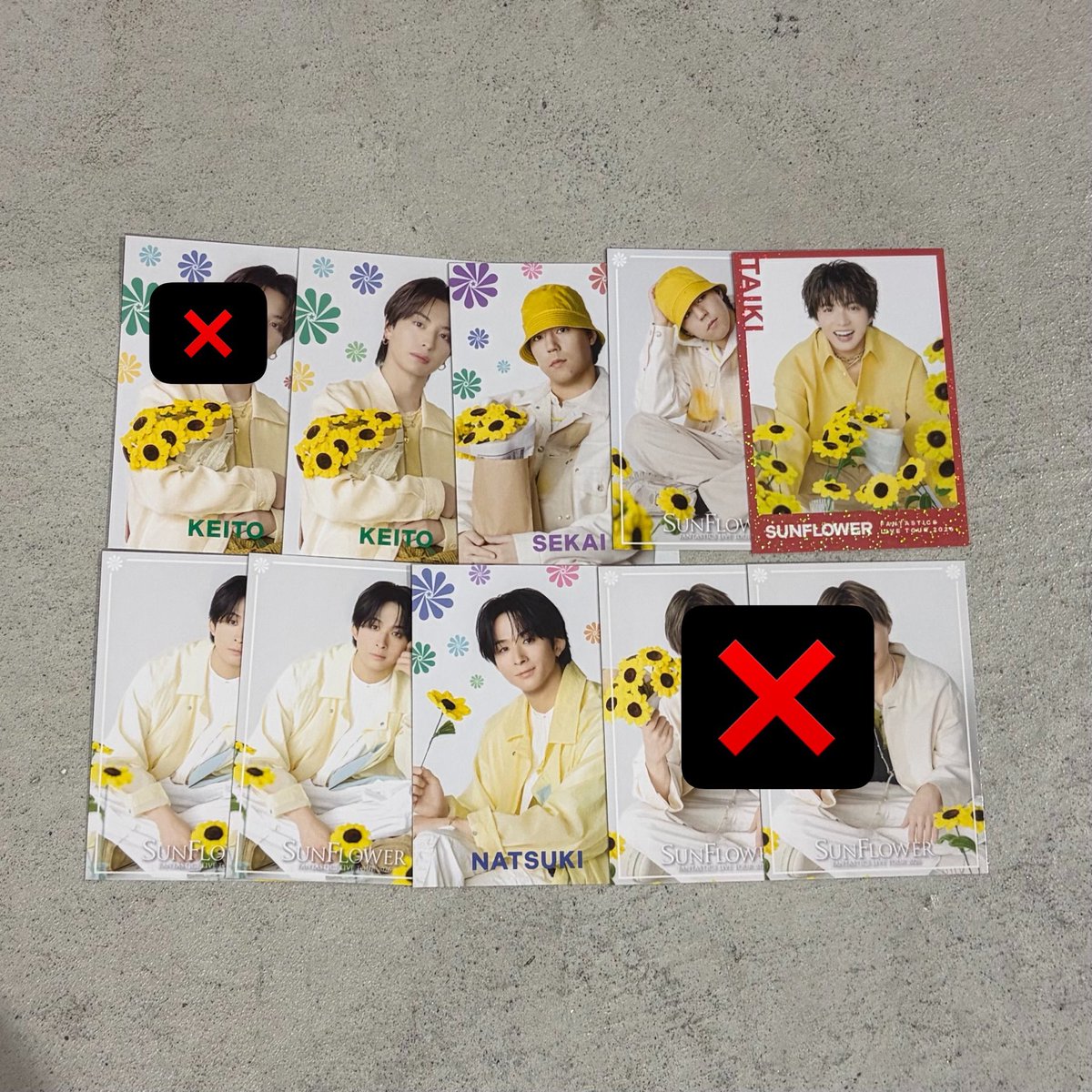 yo3px's tweet photo. FANTASTICS LIVE TOUR 2026 SUNFLOWER ファンタ 交換 ガチャ アクスタ フォトカ

譲 八木勇征 木村慧人 中島颯太 佐藤大樹 瀬口黎弥 澤本夏輝 世界

求 堀夏喜（タオル･缶バッジ以外）

八木は条件良い方優先
大阪･福岡･福井にて手渡し希望
お気軽にお声掛けください😊 https://t.co/bRAI535nPc
