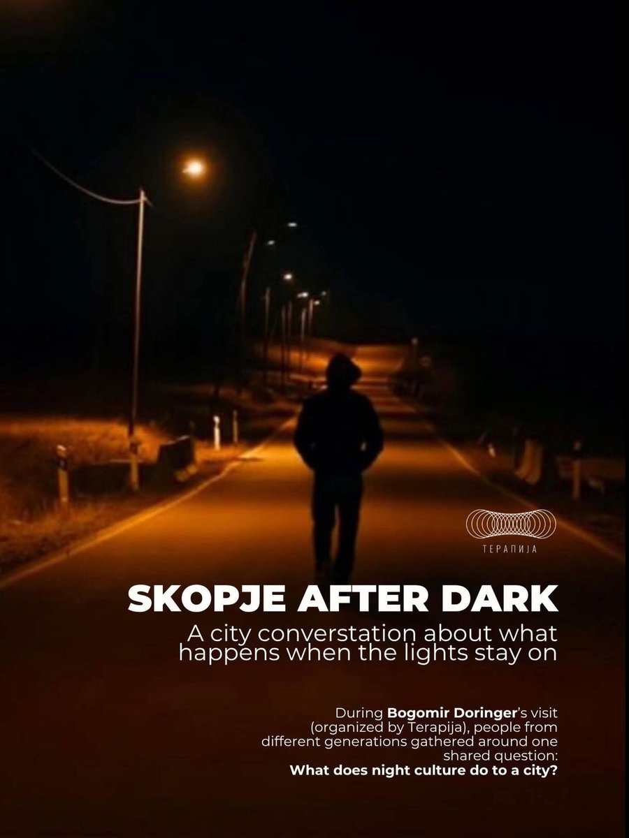 _Manevski's tweet photo. Awakening the Night: A Report from Skopje
During #BogomirDoringer’s visit to #Skopje, organized by #Terapija, artists, DJs, ravers, professors, and psychotherapists gathered to reflect on the role of night culture in shaping community, creativity, and urban life.
#SkopjeAfterDark https://t.co/SrOi0mfHBk