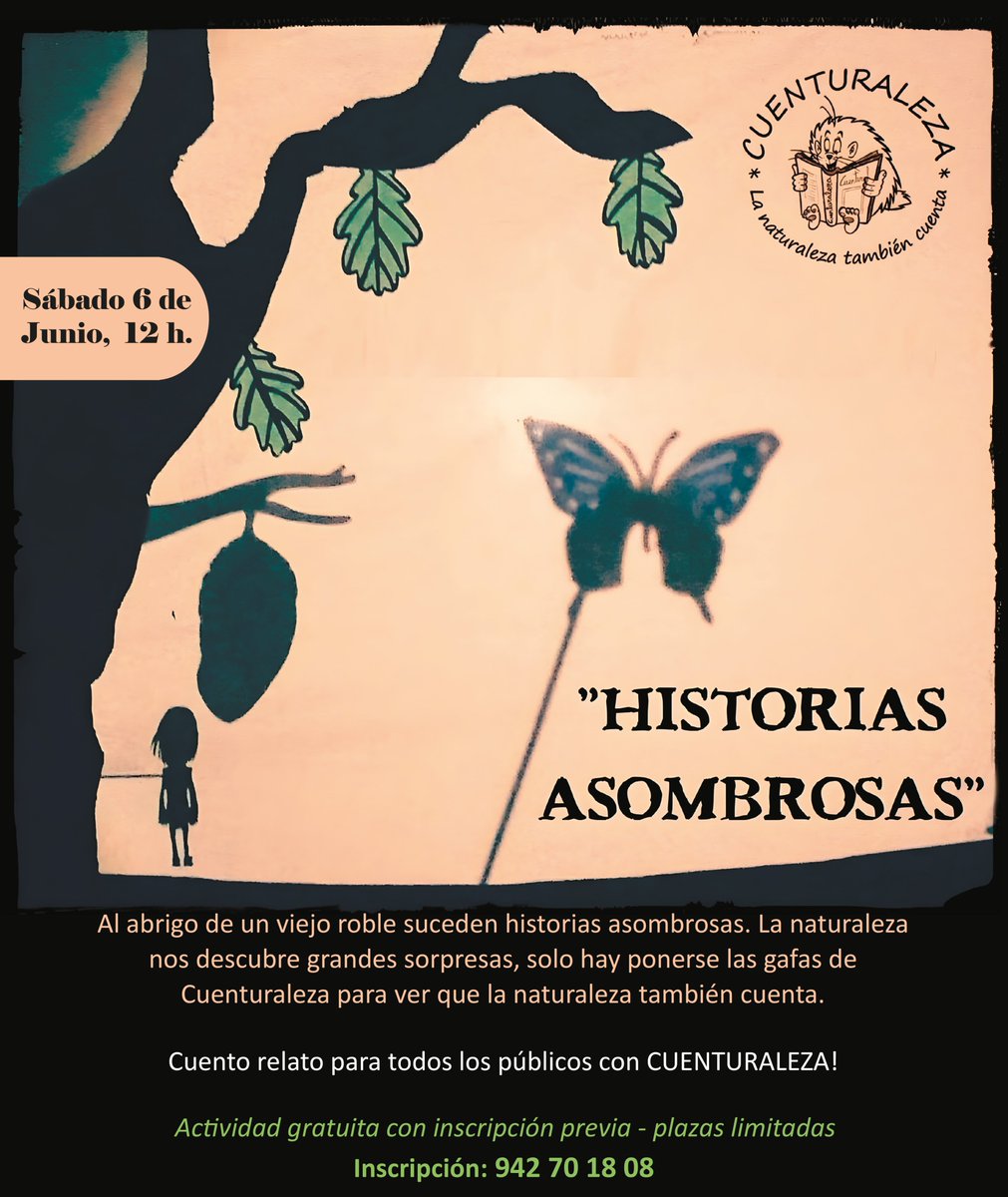MuseosCant's tweet photo. 🎭 👥 👀 ¡Plan para este sábado en el #MuseodelaNaturaleza de #Cantabria! Este museo nos invita a vivir 'Historias asombrosas' a través del #teatro de sombras 😏 🙌

✍️ Vente con amigos o con la familia, pero apuntaos primero en el ☎ 942 701 808 👌 https://t.co/XBiUmCBxsD