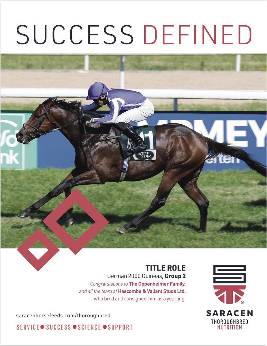 theTDN's tweet photo. 🥇Success defined with @SaracenTB 

TITLE ROLE won the German 2000 Guineas, Group 2

Congratulations to The Oppenheimer Family, and all the team at Hascombe &amp; Valiant Studs Ltd. who bred and consigned him as a yearling. https://t.co/vetZaZ8qpB