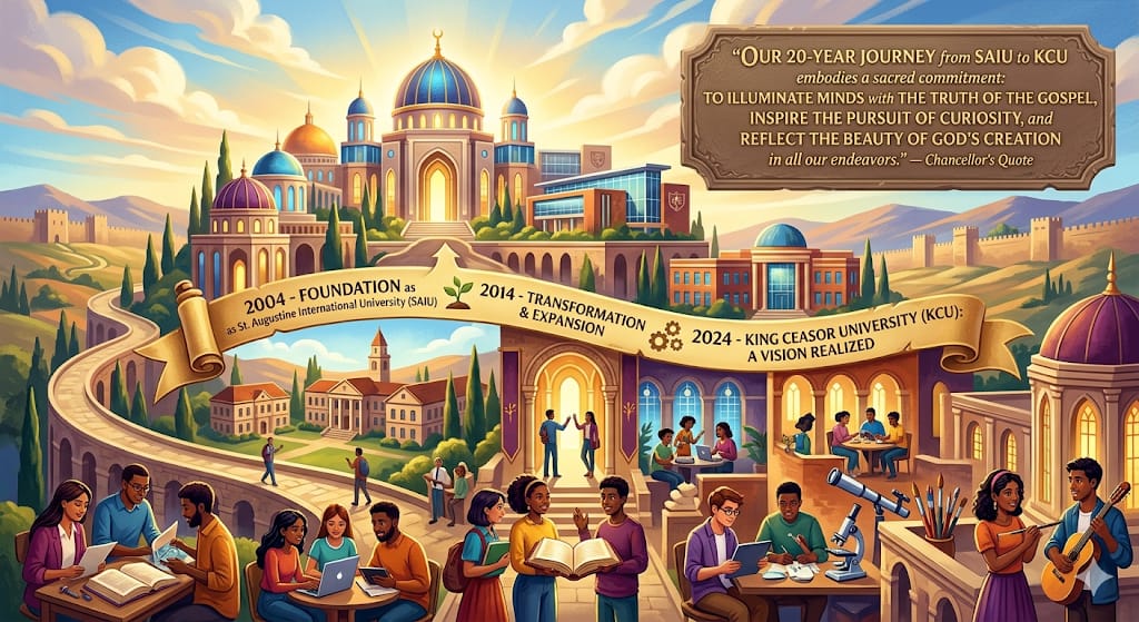 CeasorMulenga's tweet photo. Greetings fellow Humanity,

King Ceasor University is  "The City of our God" (Psalm 48:1-2) where the disadvantaged find refuge, where the down trodden dreams are realised, where the most distinguished faculty in the universe mentor the global humanity from all corners of the world and remains steadfast in its divine and academic mandate. 

It is a Jerusalem where The Almighty God, our visionary leaders, unshakeable faculty, dedicated parents, institutional partners (local and global), brilliant students and humanity meet every day to bless lives. 

Our project started twenty (20) years ago as St. Augustine International University (SAIU) now King Ceasor University (KCU) with absolute transparency, full regulatory compliance and uncompromised  academic and ethical standards. 

The competition noise (Exodus 23:1) by calumnies and scienters is a testament to the undeniable impact and disruptive growth we are achieving.  

The university has never,  never ever wherever, whatsoever and whensoever received FUNDS from public coffers or any personalities locally or internationally associated with it to support its sacred mission.  

Together, we continue to build a transformative future with truth, curiosity and beauty.                                                          

HM King C
Chancellor  KCU
Kampala, Uganda