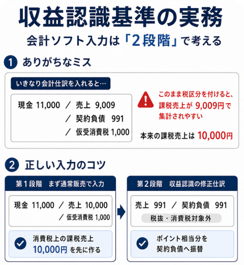収益認識基準で怖いのは、 「消費税区分」です。 たとえば、自社