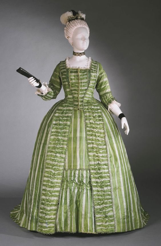 What journeys in a single gown. The path to its creation is one of thousands of miles. The striped silk was imported from China in the 1770s & in France was made What journeys in a single gown. The path to its creation is one of thousands of miles. The striped silk was imported from China in the 1770s & in France was made